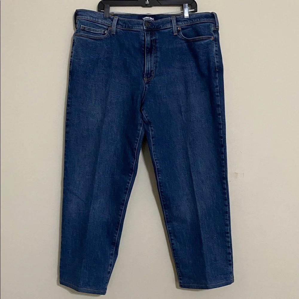 Lands' End Men Relaxed Dark Blue square Rigger Jeans lined 42 winter casual cozy